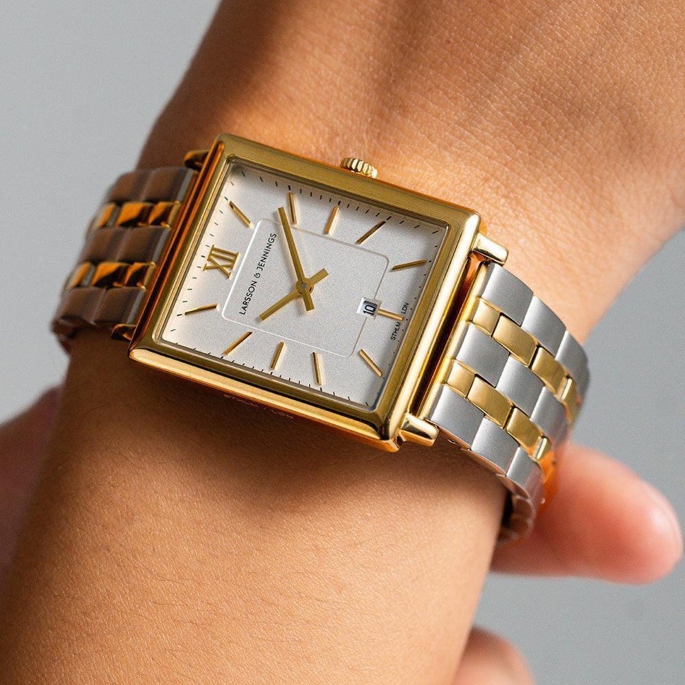 ⌚️✨Larsson & Jennings “Boyfriend” Classic Mixed Gold 40MM Rectangular Watch